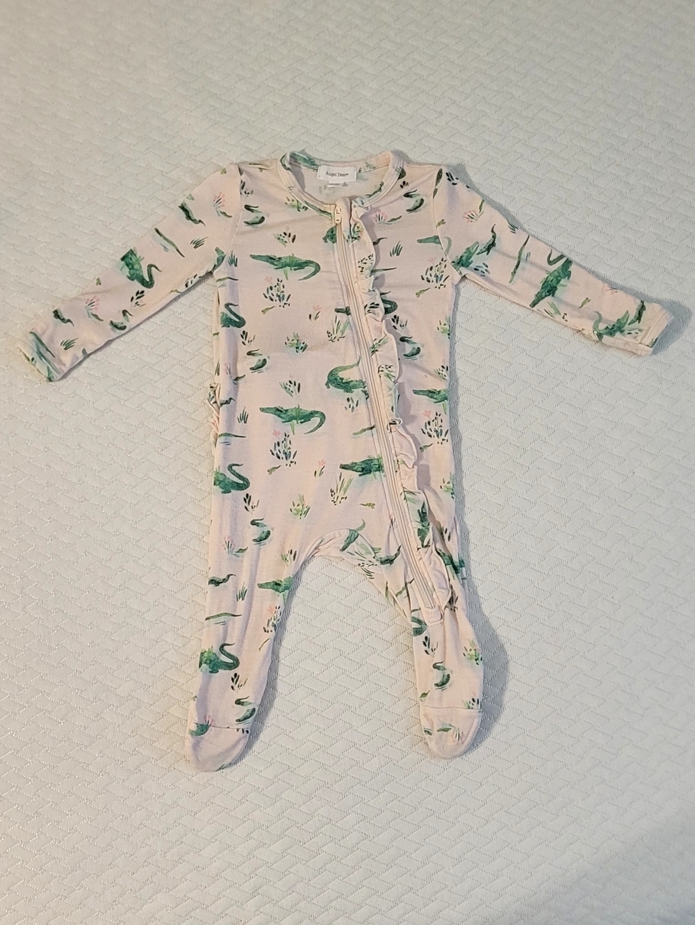 Angle Dear, pink alligator print, 0-3 months, bamboo